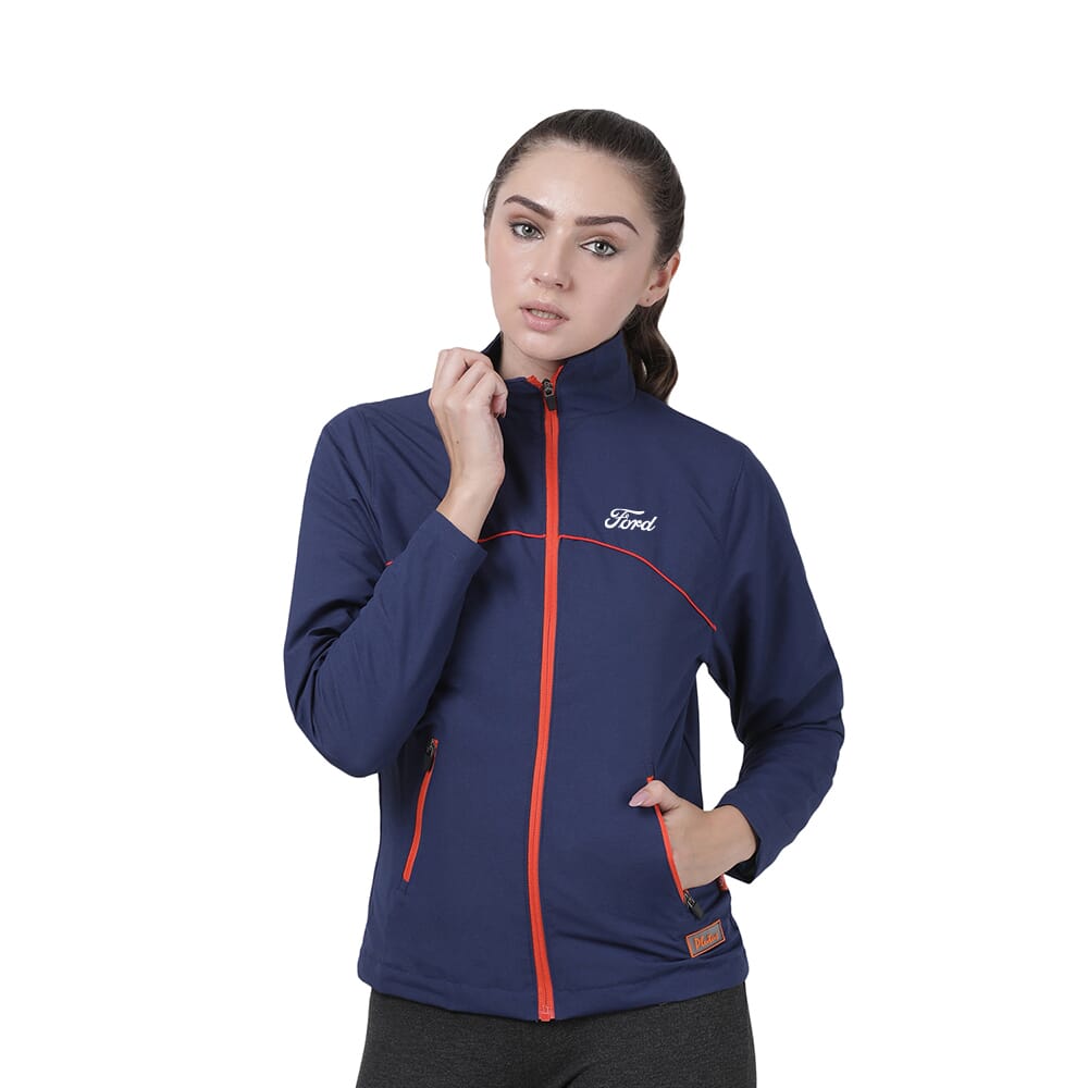 Plutus Wome n Solid Polyester Sports Jacket Navy Blue